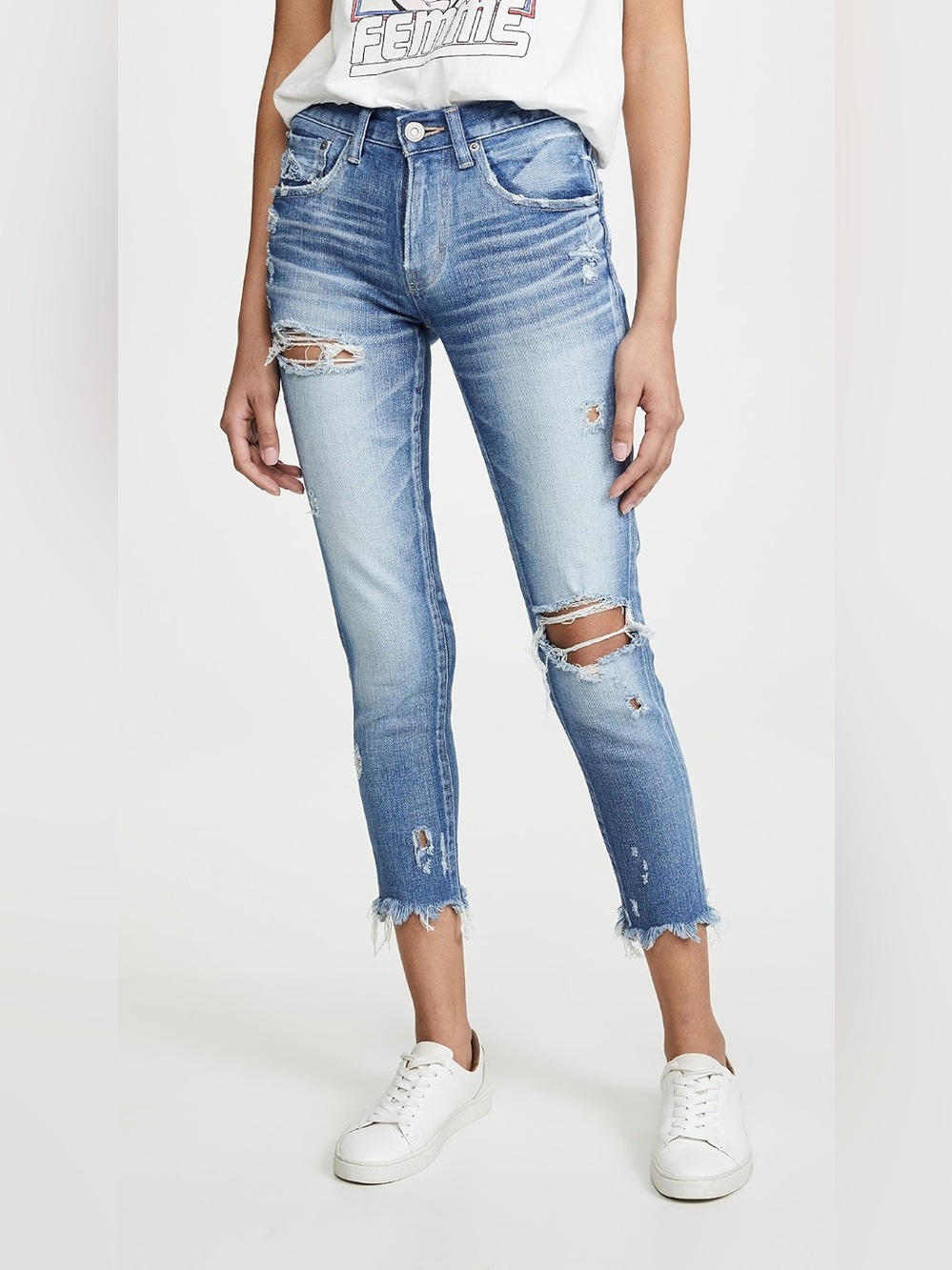 Moussy Vintage Ridgewood Distressed Cropped Skinny Jeans Size 25 Minimalist - Picture 1 of 9